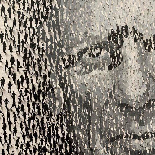 Издалека эти портреты кажутся состоящими из тысяч мелких штрихов, однако при приближении оказывается, что это — крошечные человеческие фигуры (22 фото)