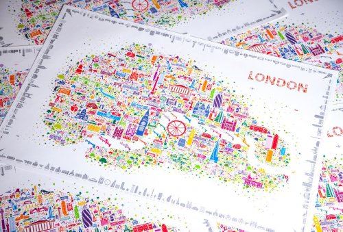 Подробная красочная карта Лондона со знаковыми достопримечательностями (6 фото)